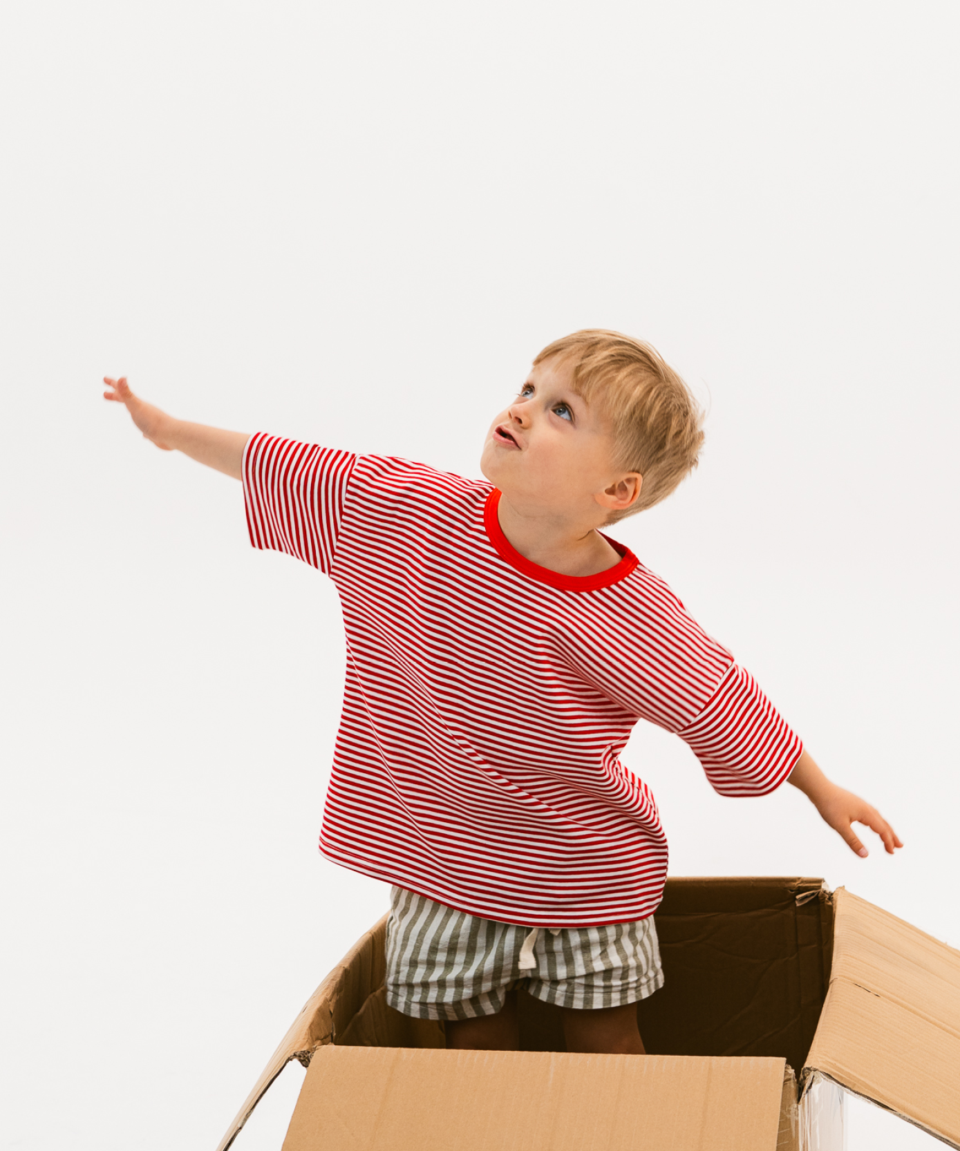 Kids short sleeve stripe tee in Cherry red, 100% cotton, by Sonny Label