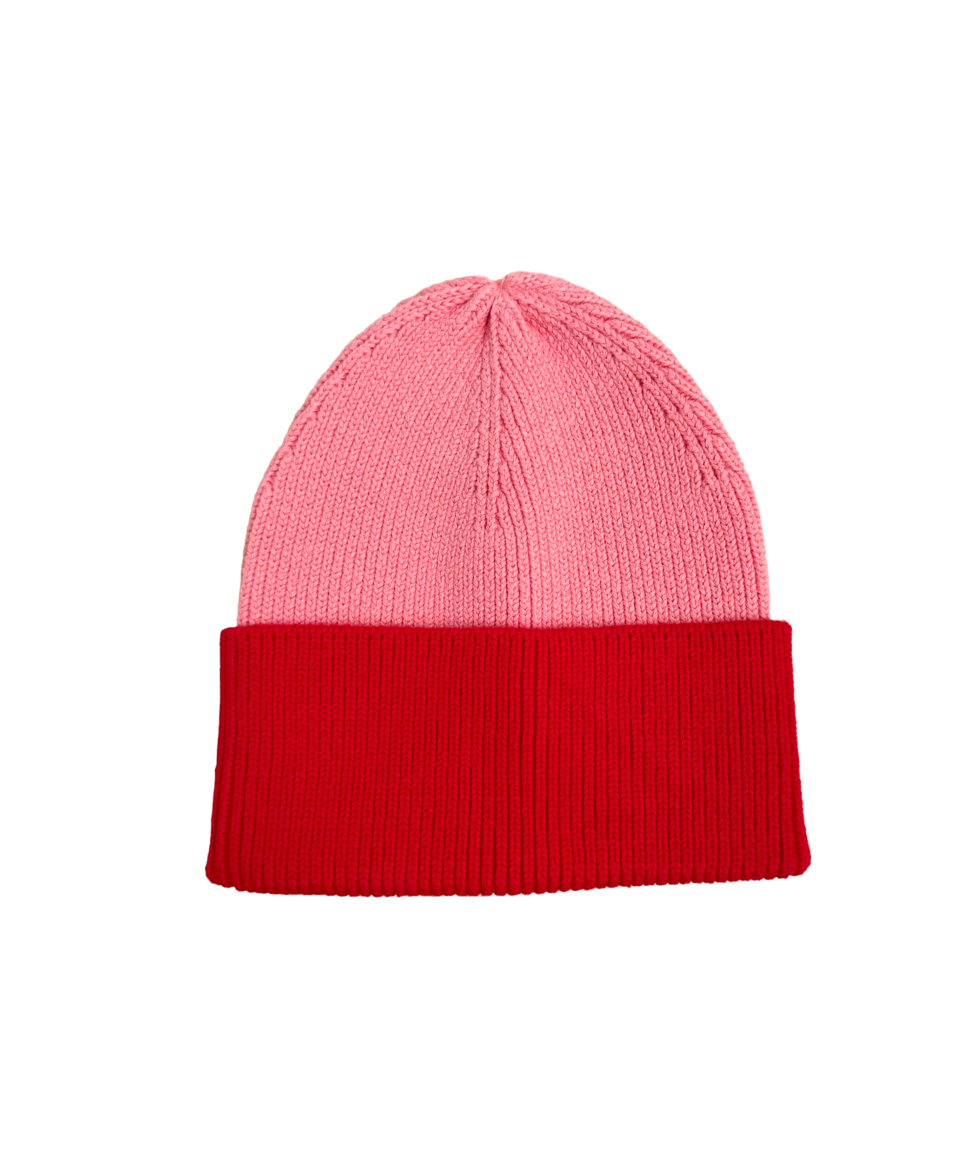 Sonny Label Circus26 floss pink knit beanie, flat lay on a grey background.