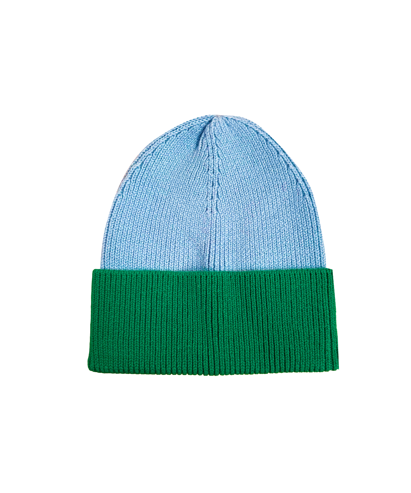 Sonny Label Circus26 forest green knit beanie, flat lay on a grey background.