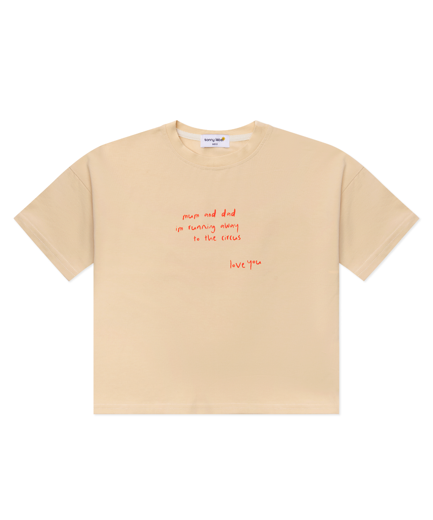 Sonny Label Circus26 cream everyday cotton tee, flat lay product image on grey background. Variant upload.