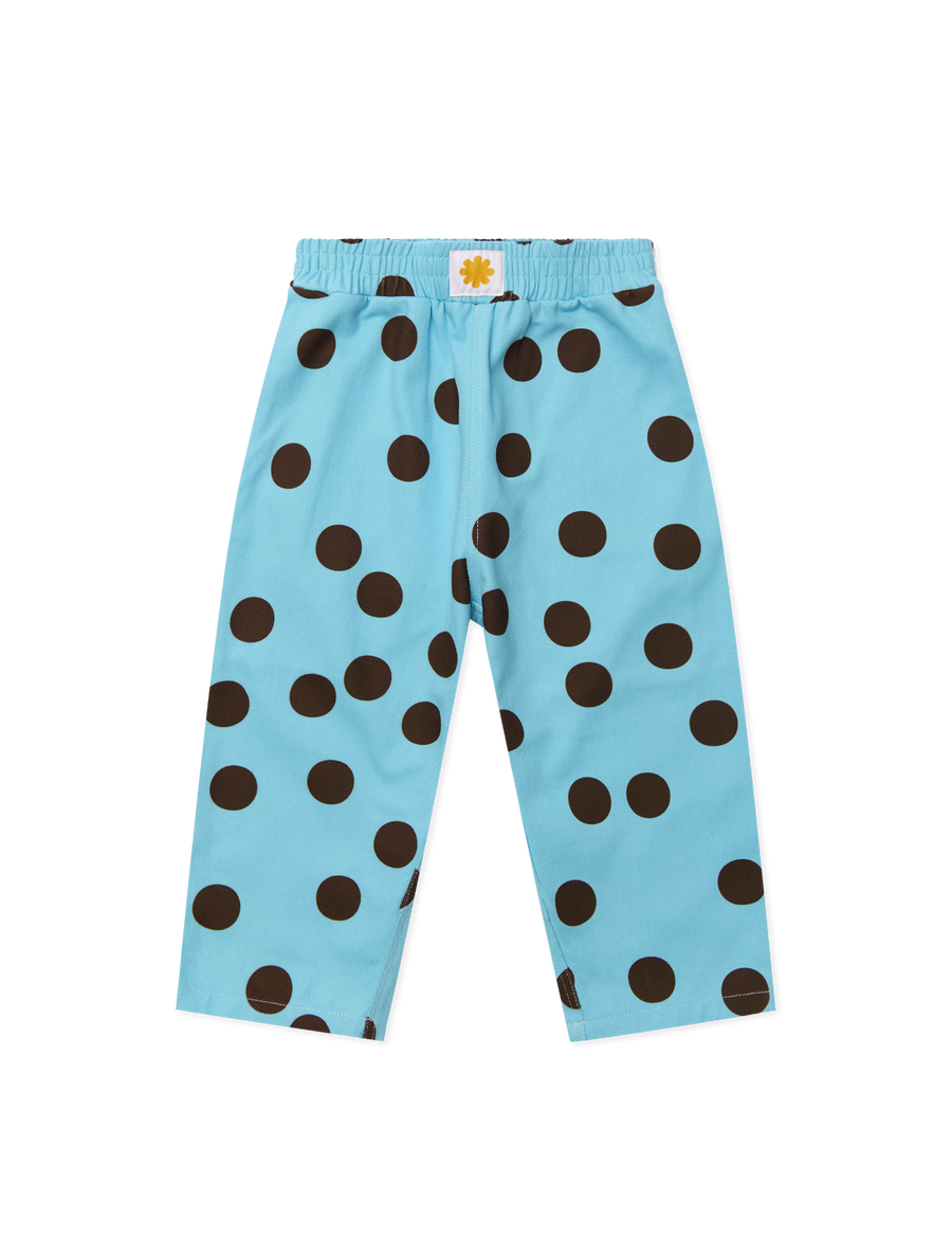 Sonny Label Circus26 polka dot pocket pants flat lay on a grey background — fun, relaxed fit for kids.