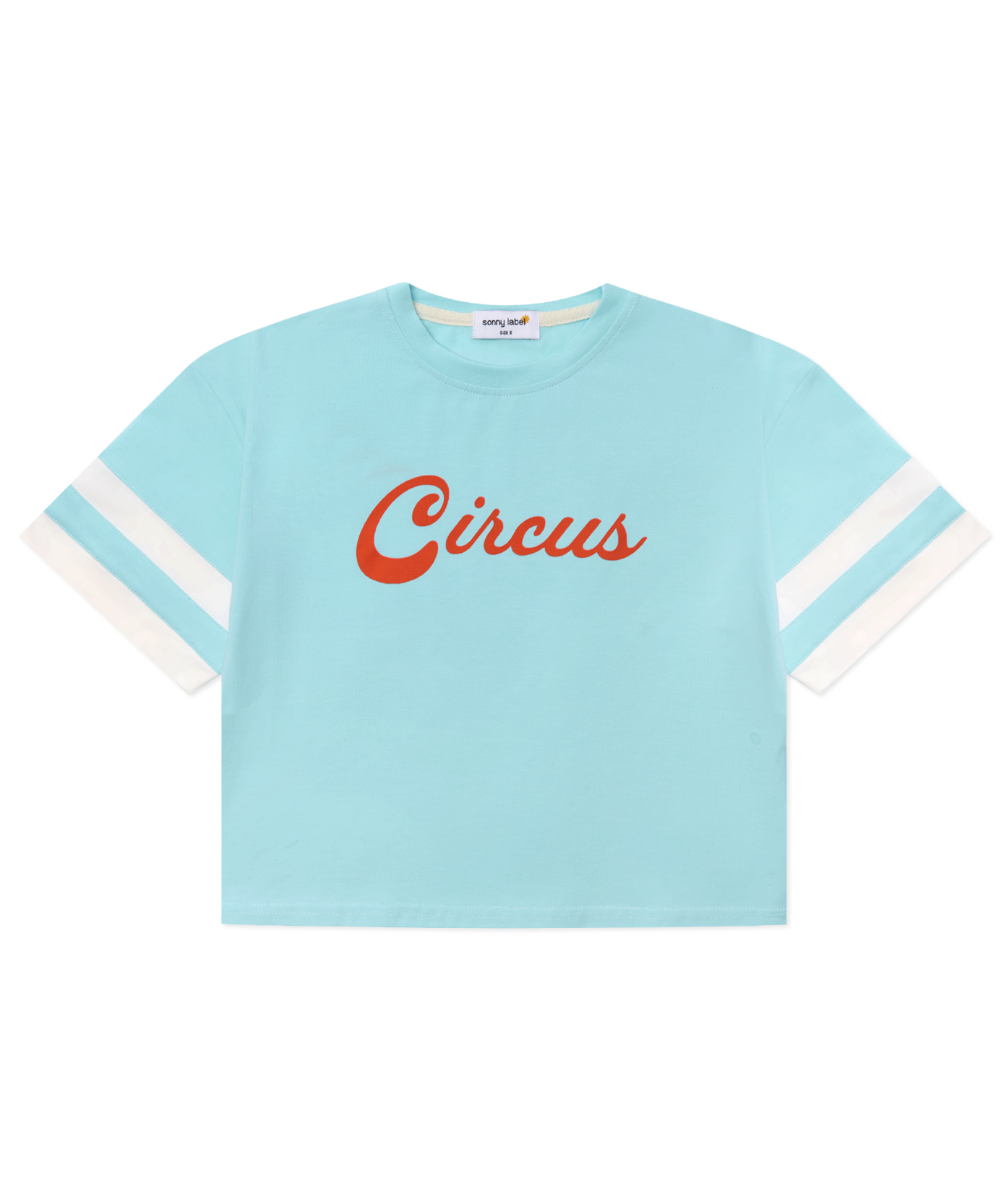 Sonny Label Circus26 sky blue sports tee flat lay on a grey background.