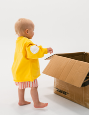 Kids retro sweatshirt in Sunshine yellow with appliqué elbows and frayed hem by Sonny Label