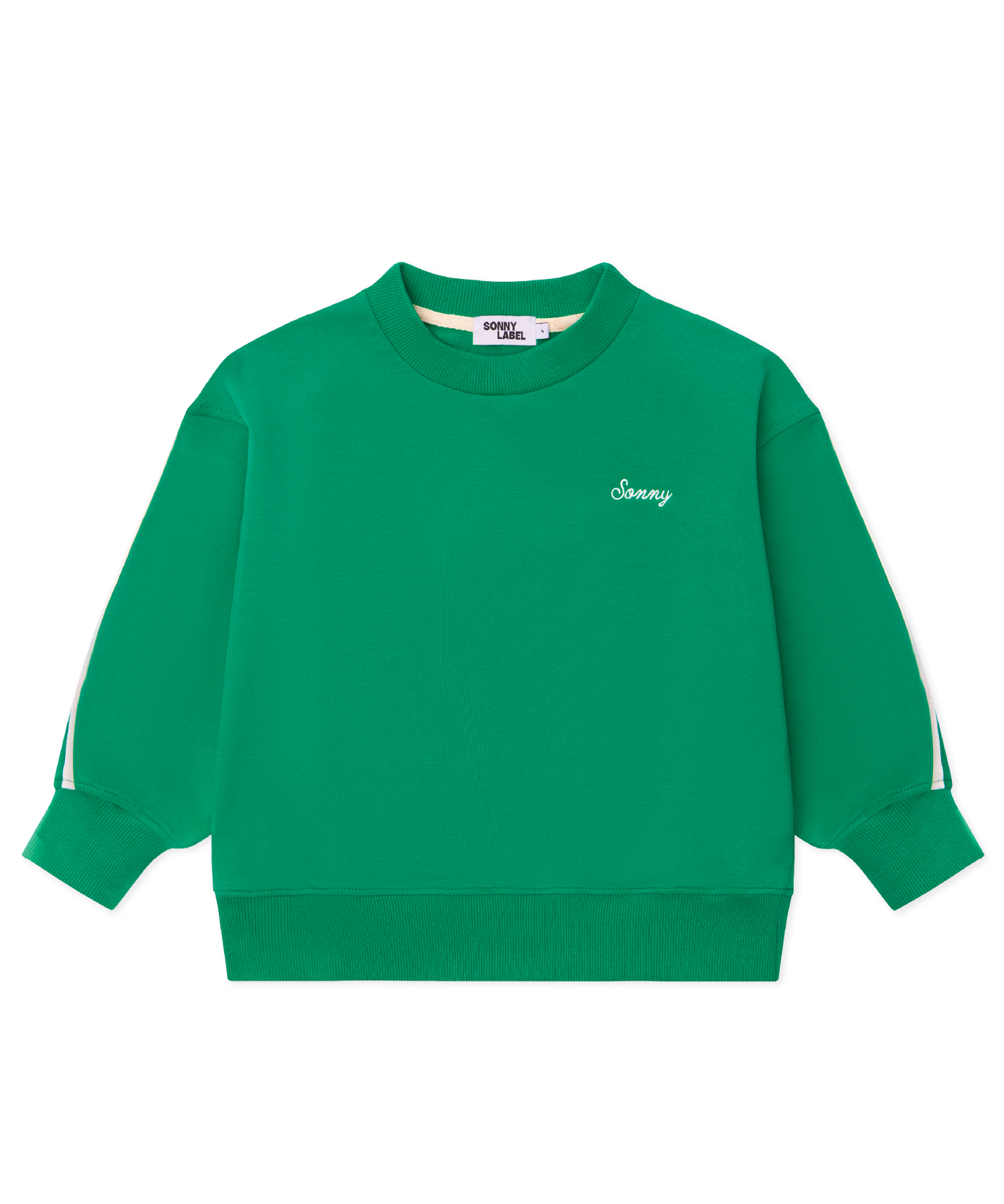 Kids sloppy joe jumper in Pickle green with embroidered Sonny logo