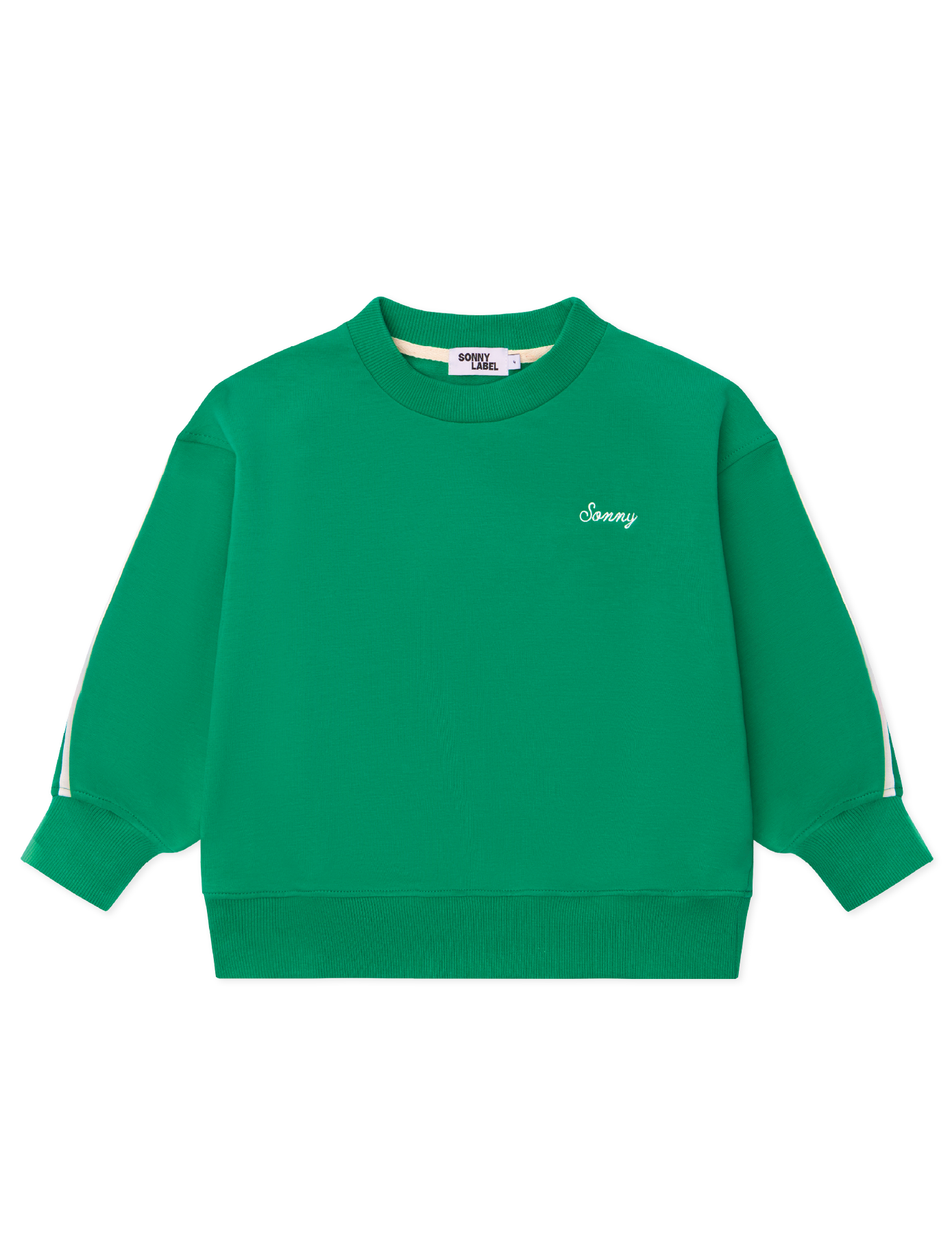 Kids sloppy joe jumper in Pickle green with embroidered Sonny logo