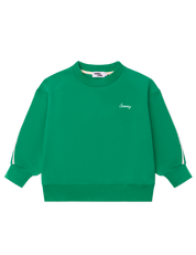 Kids sloppy joe jumper in Pickle green with embroidered Sonny logo