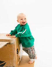 Kids sloppy joe jumper in Pickle green with embroidered Sonny logo