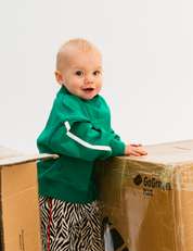 Kids sloppy joe jumper in Pickle green with embroidered Sonny logo