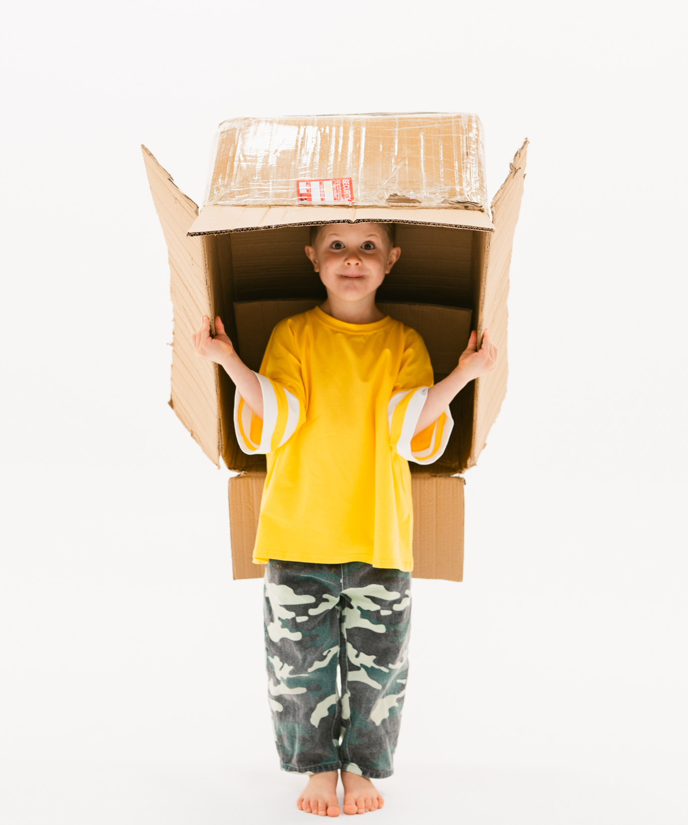 Kids oversized sports tee in Sunshine yellow with multi-panel sleeves by Sonny Label