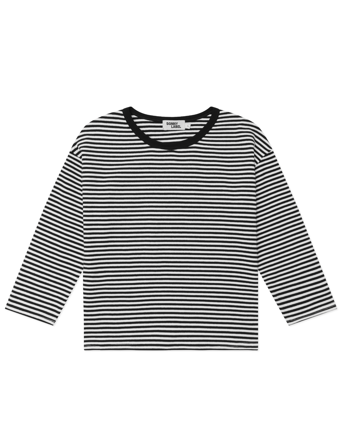 Kids long sleeve stripe tee in Black, 100% cotton, by Sonny Label