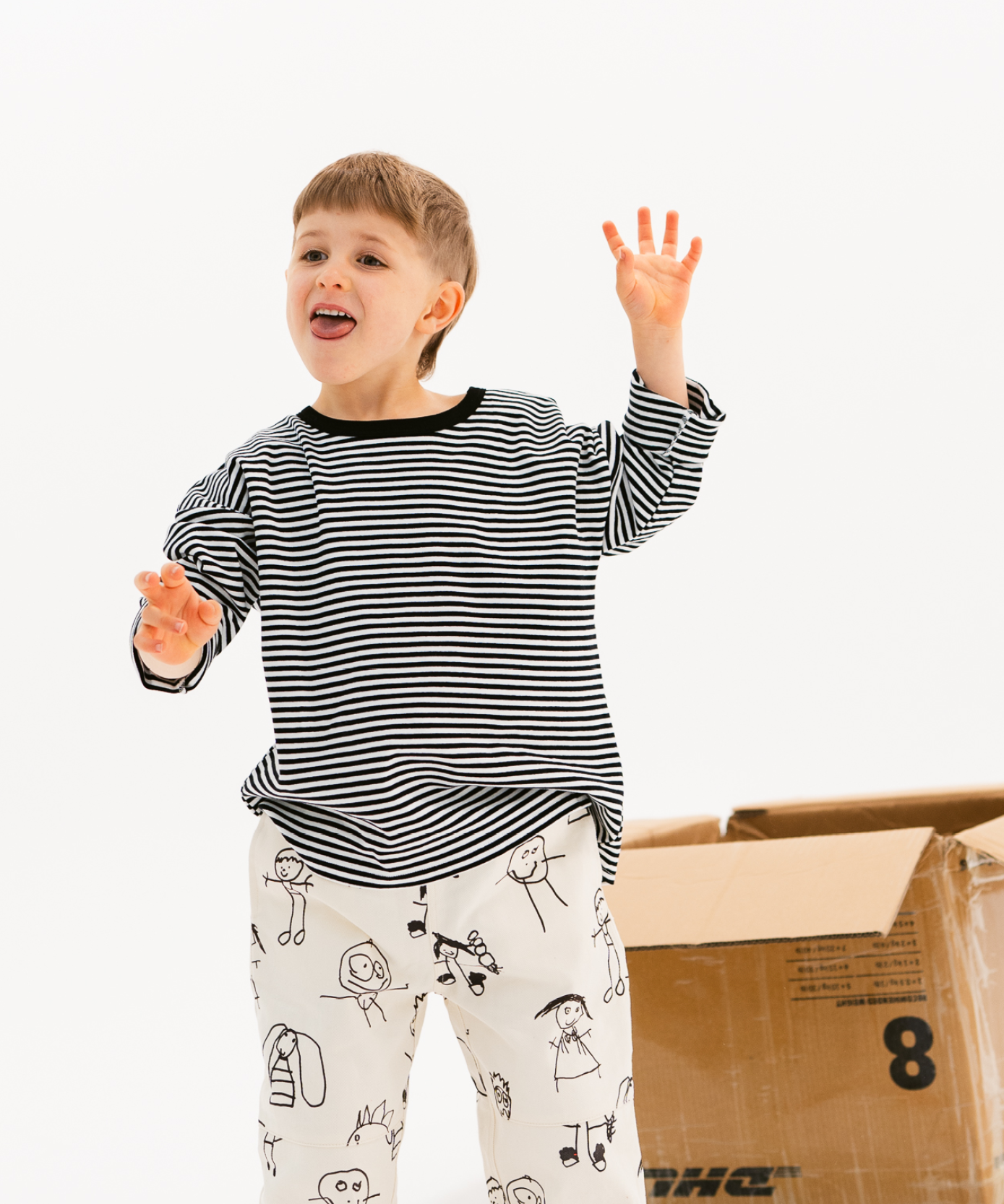 Kids long sleeve stripe tee in Black, 100% cotton, by Sonny Label