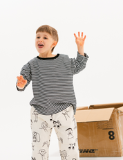 Kids long sleeve stripe tee in Black, 100% cotton, by Sonny Label