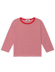 Kids long sleeve stripe tee in Cherry red, 100% cotton, by Sonny Label