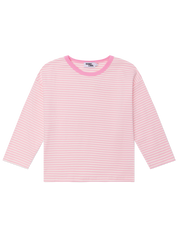 Kids long sleeve stripe tee in Flamingo pink, 100% cotton, by Sonny Label