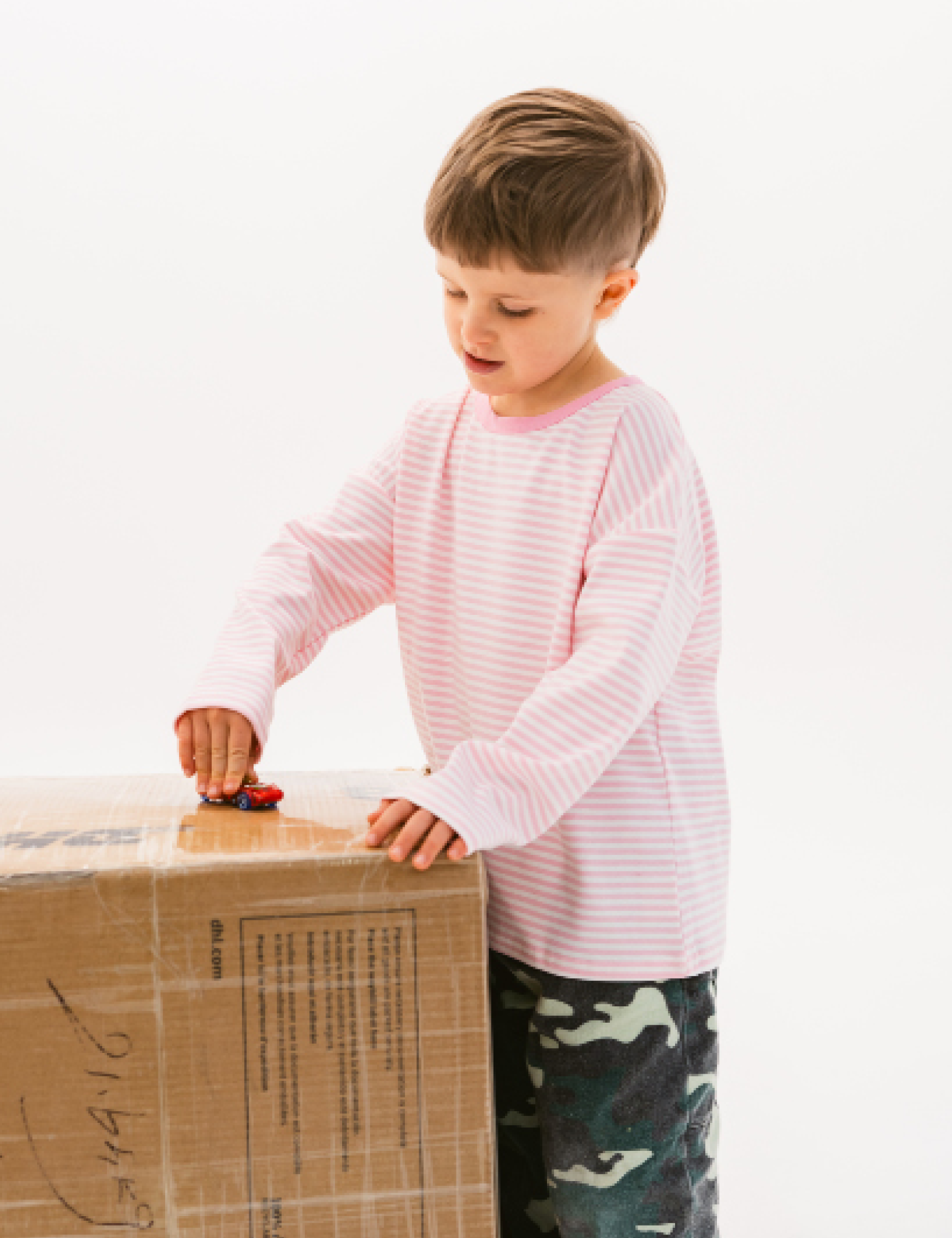 Kids long sleeve stripe tee in Flamingo pink, 100% cotton, by Sonny Label