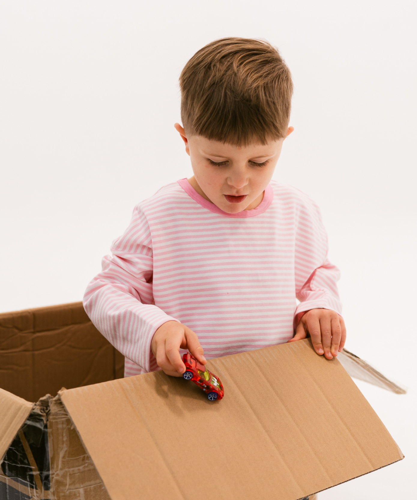Kids long sleeve stripe tee in Flamingo pink, 100% cotton, by Sonny Label