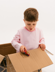 Kids long sleeve stripe tee in Flamingo pink, 100% cotton, by Sonny Label