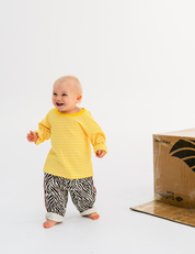 Kids long sleeve stripe tee in Sunshine yellow, 100% cotton, by Sonny Label