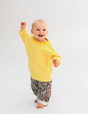 Kids long sleeve stripe tee in Sunshine yellow, 100% cotton, by Sonny Label