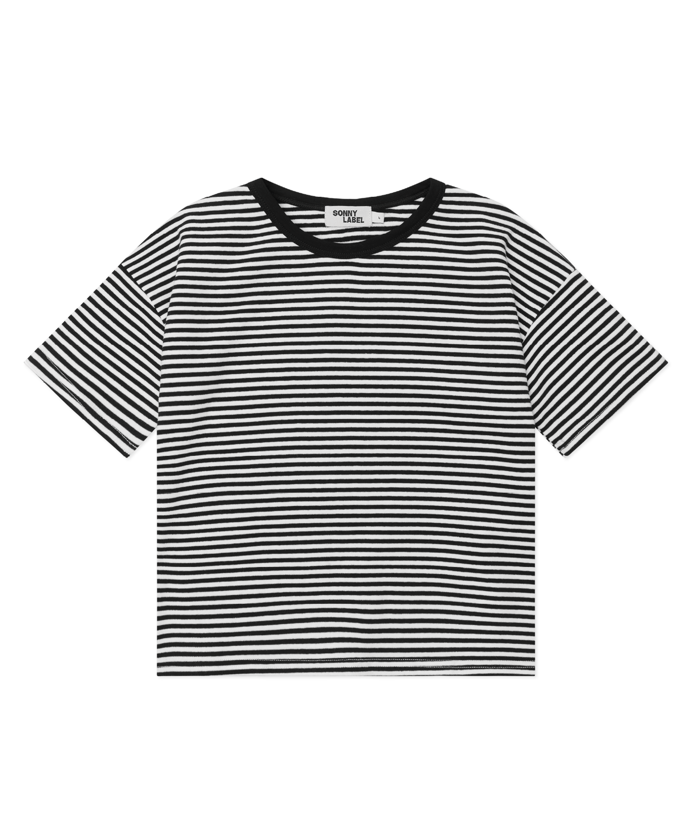 Kids short sleeve stripe tee in Black, 100% cotton, by Sonny Label