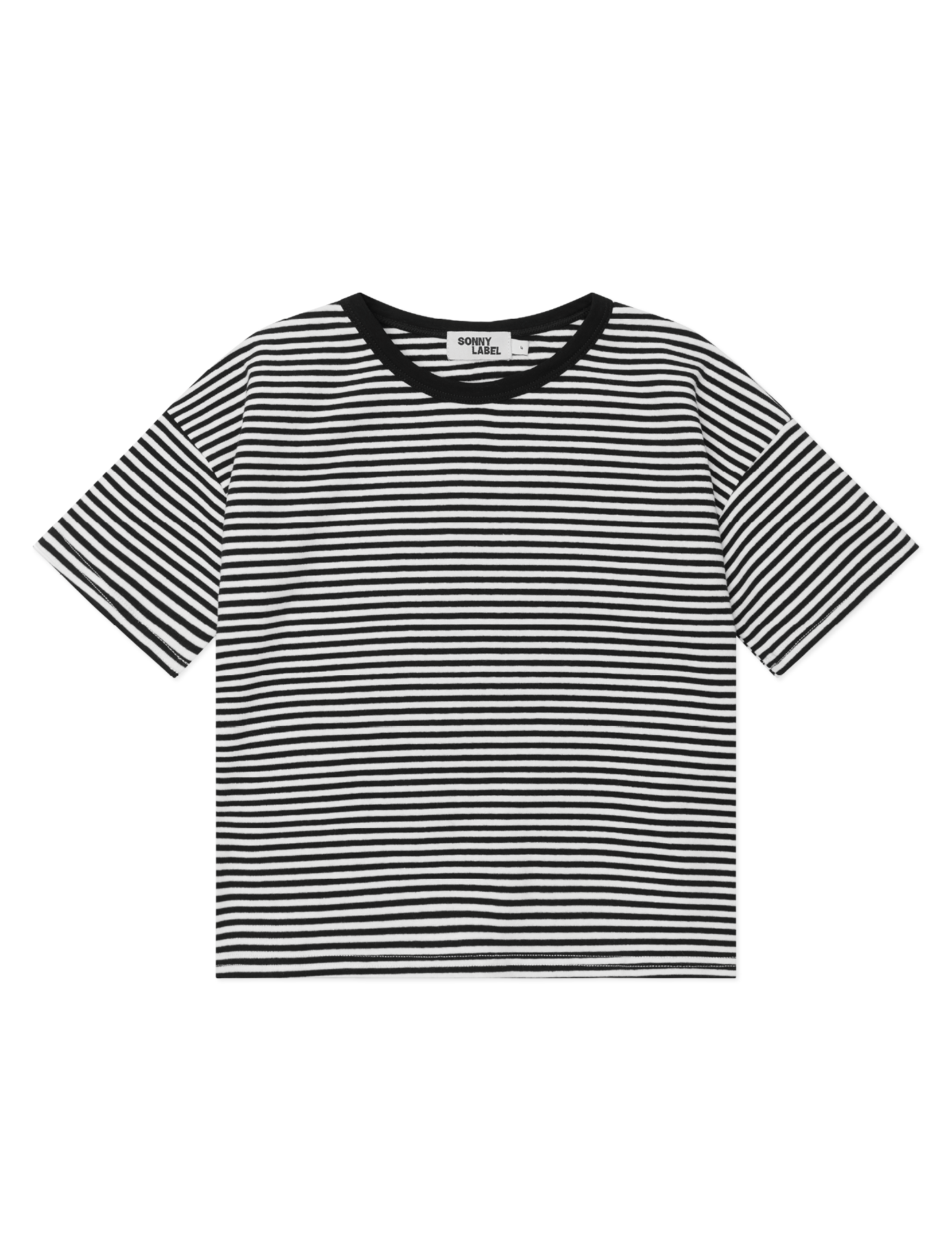 Kids short sleeve stripe tee in Black, 100% cotton, by Sonny Label