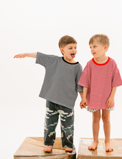 Kids short sleeve stripe tee in Black, 100% cotton, by Sonny Label
