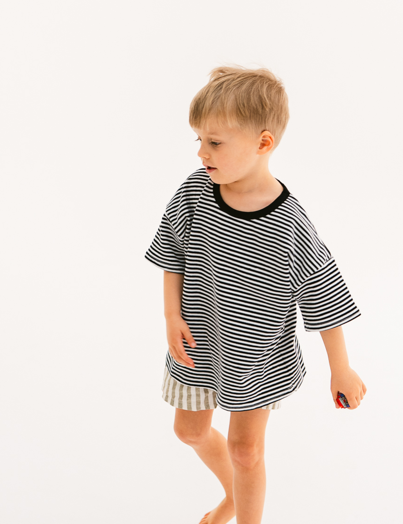 Kids short sleeve stripe tee in Black, 100% cotton, by Sonny Label