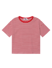 Kids short sleeve stripe tee in Cherry red, 100% cotton, by Sonny Label