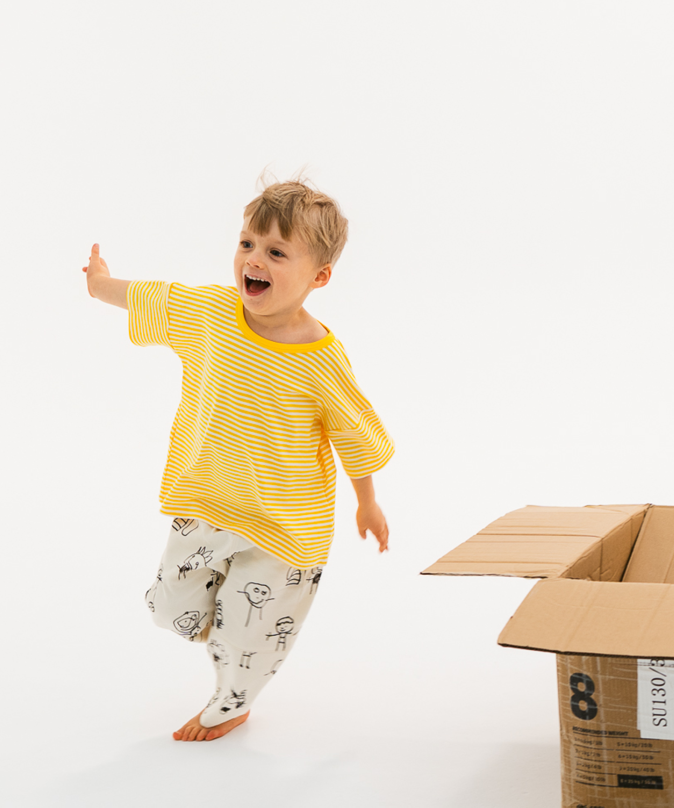 Kids short sleeve stripe tee in Sunshine yellow, 100% cotton, by Sonny Label