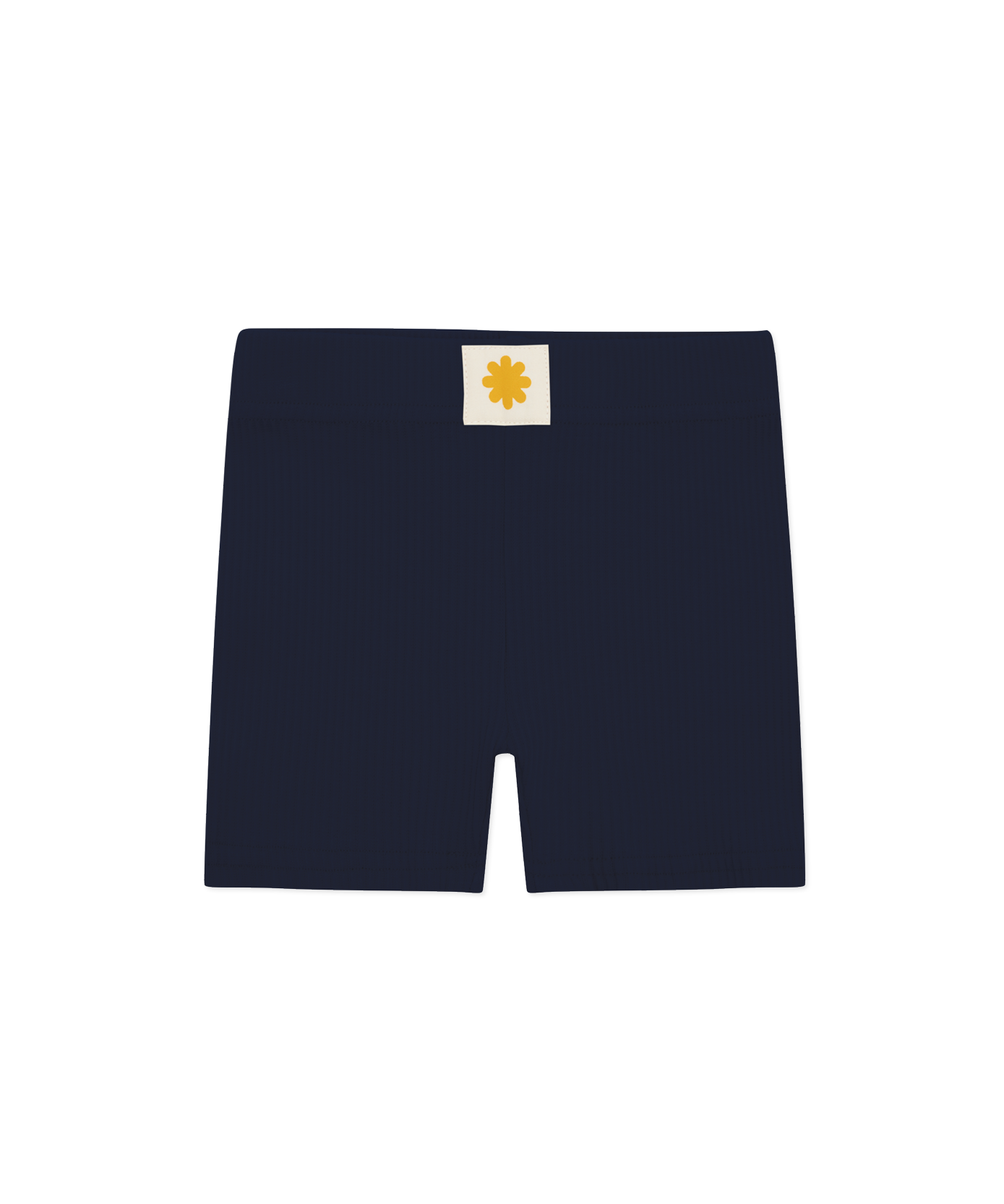 Sonny Label Summer25 navy bikie shorts flat lay on a grey background.