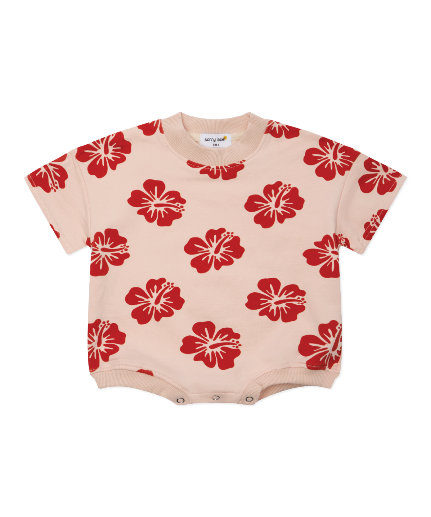 Sonny Label Summer25 flamingo pink playsuit flat lay on a grey background.