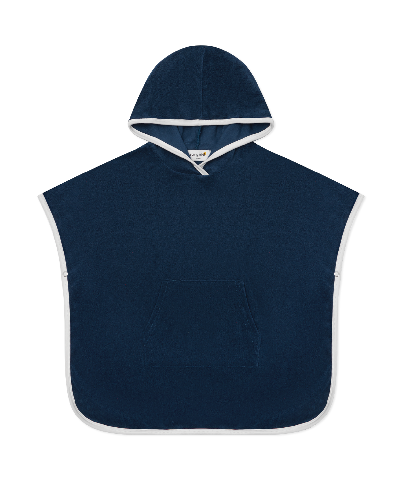 Sonny Label Summer25 navy beach poncho flat lay. Variant upload.