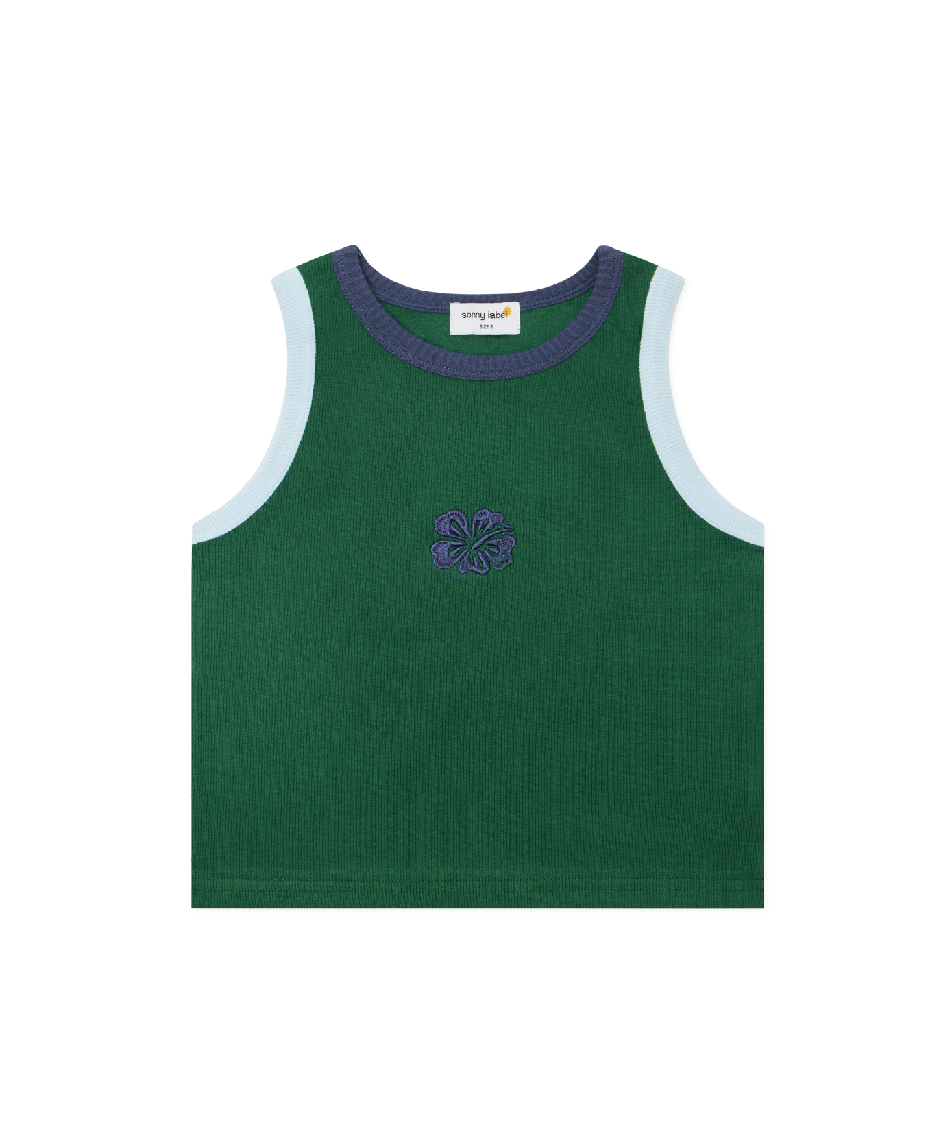 Sonny Label Summer25 singlet top flat lay on a grey background.