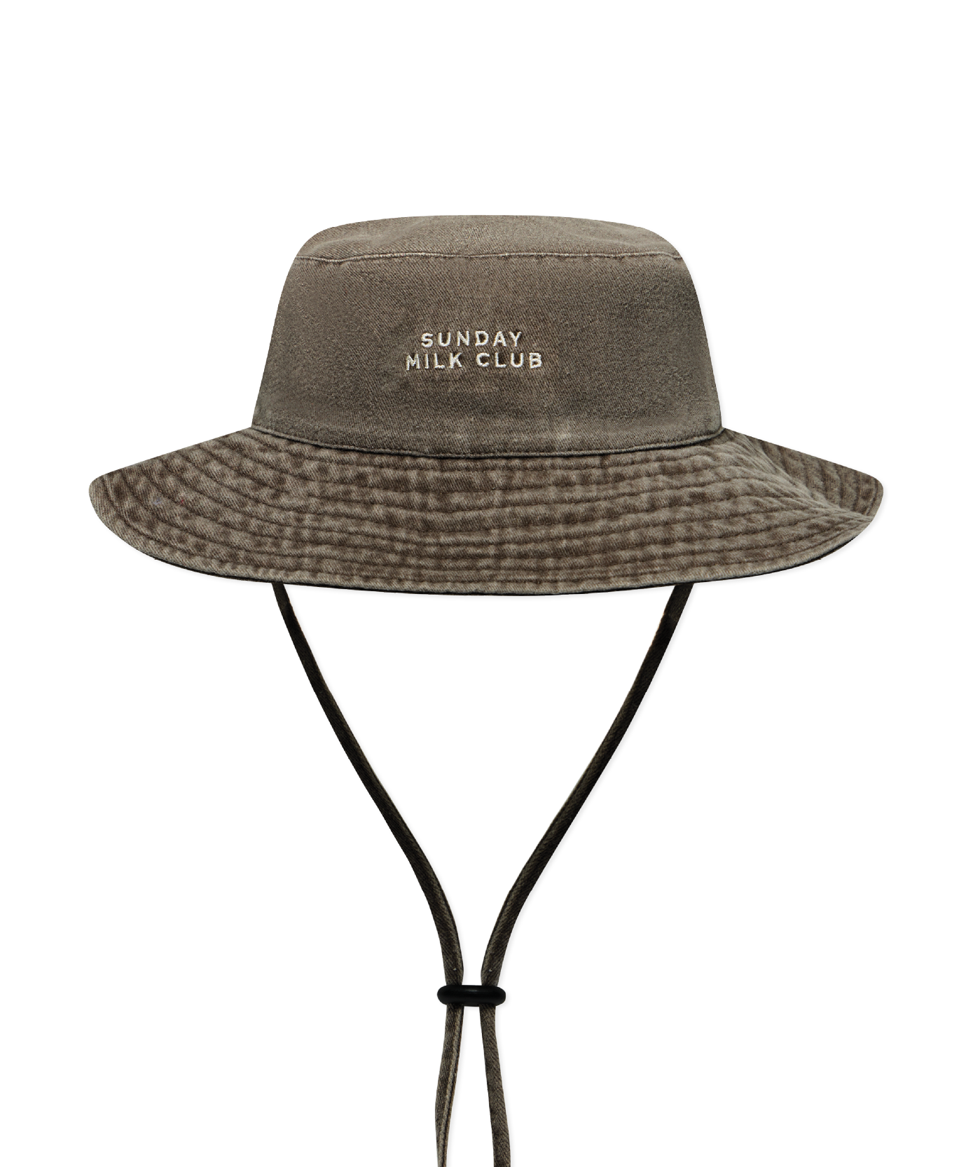 Sonny Label Sunday Club bucket hat flat lay on a grey background.