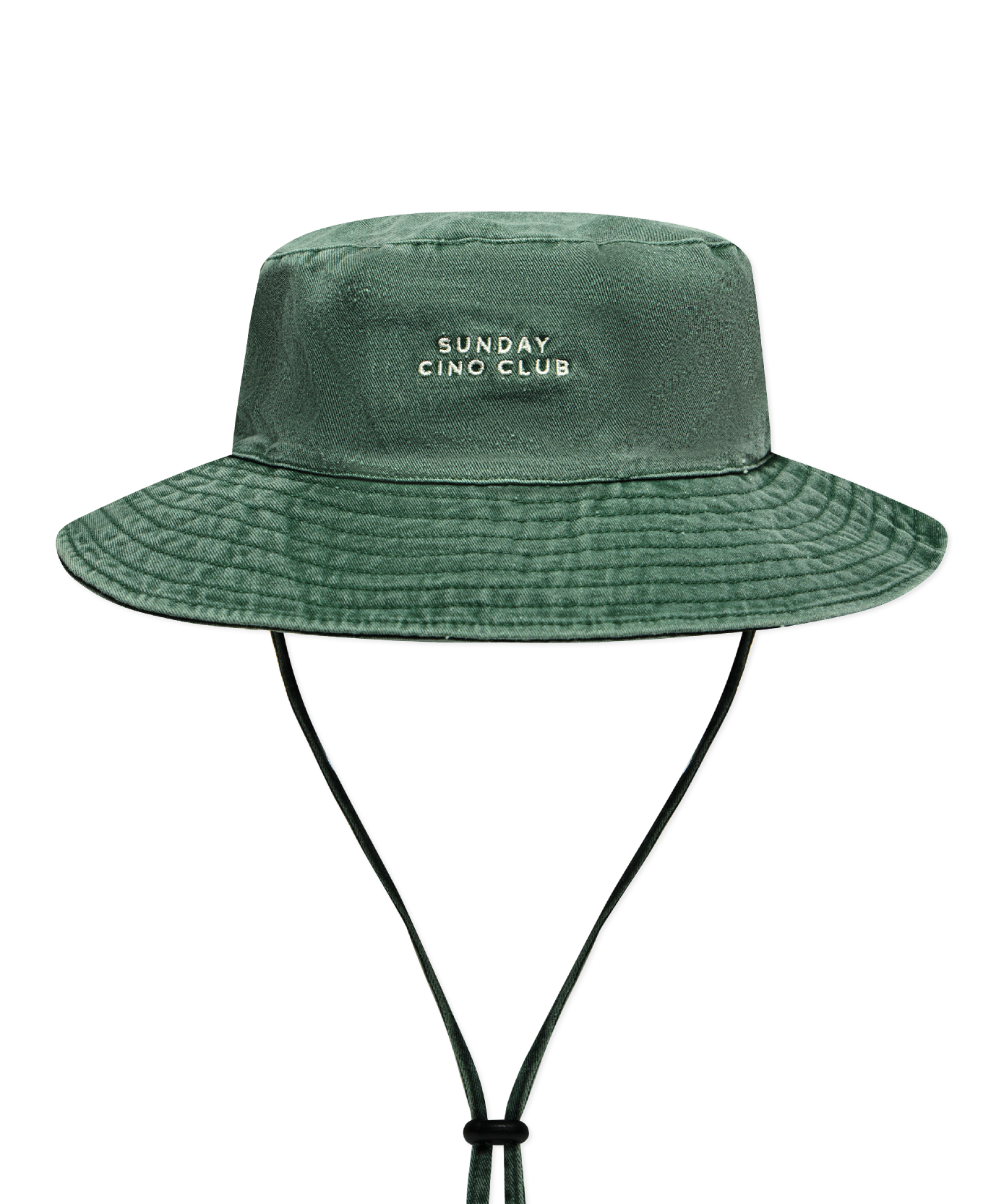 Sonny Label Sunday Club bucket hat flat lay on a grey background.