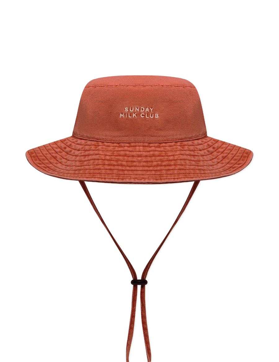 Sonny Label Sunday Club bucket hat product flat lay on a grey background.