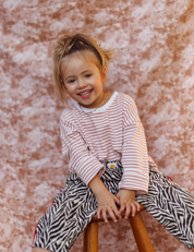 Long Tee in Pink Stripe