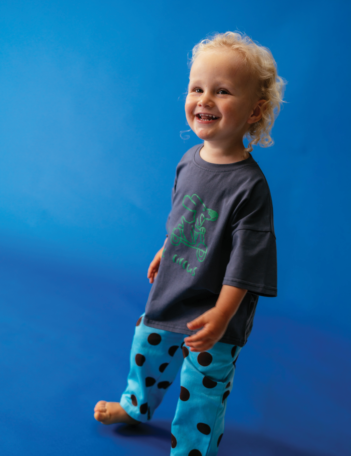 Pocket Pants in Blue Polka