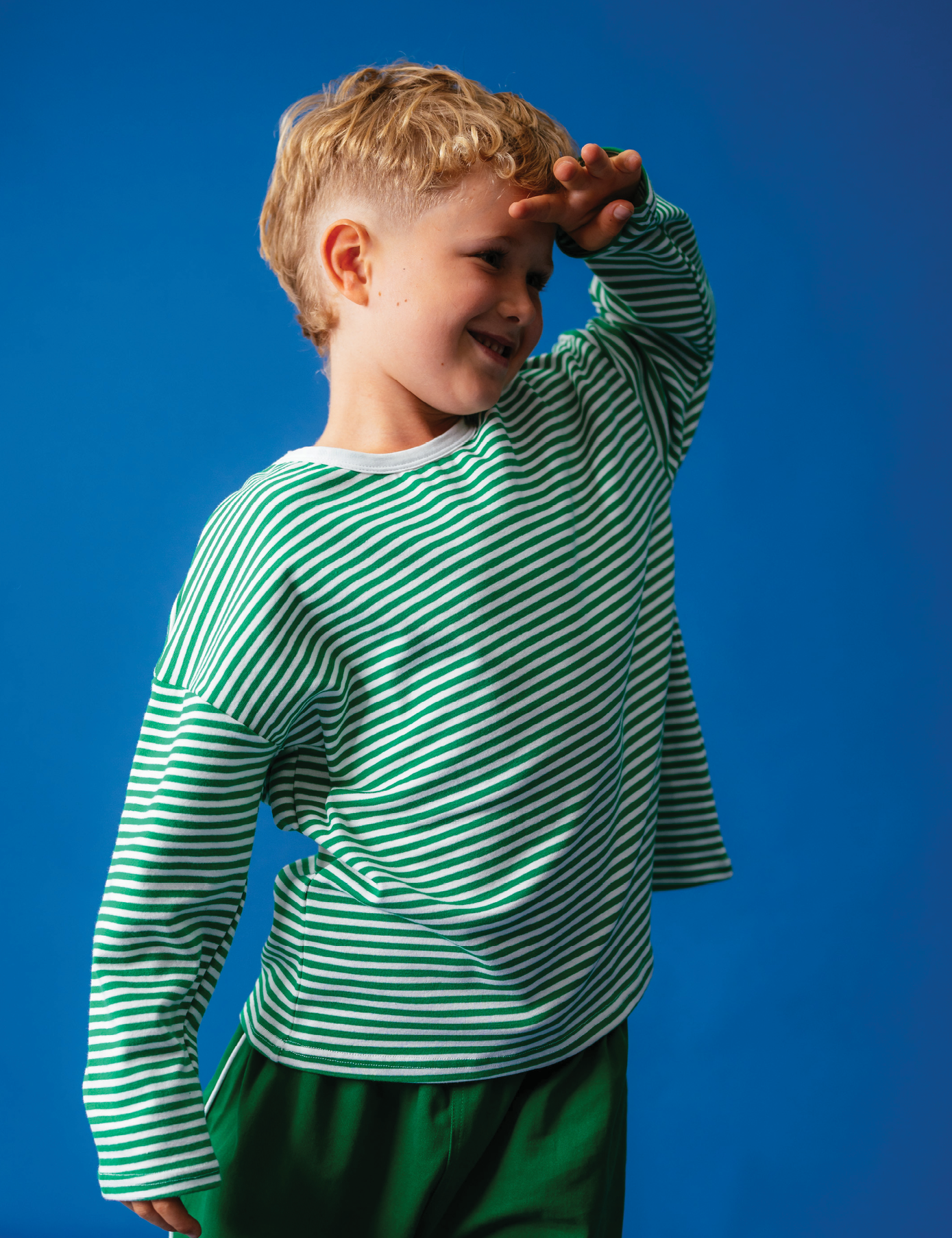 Long Tee in Forest Stripe