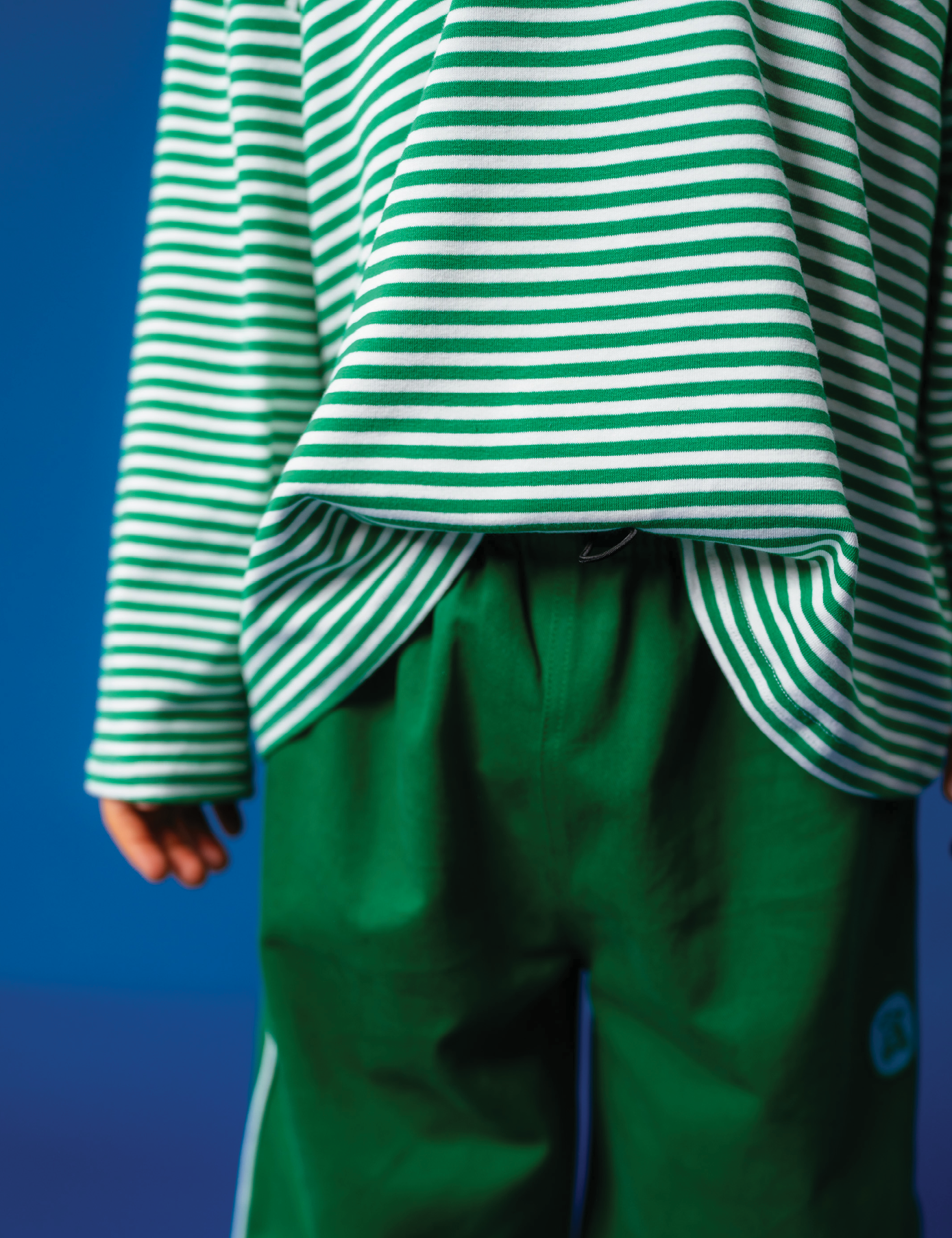 Long Tee in Forest Stripe