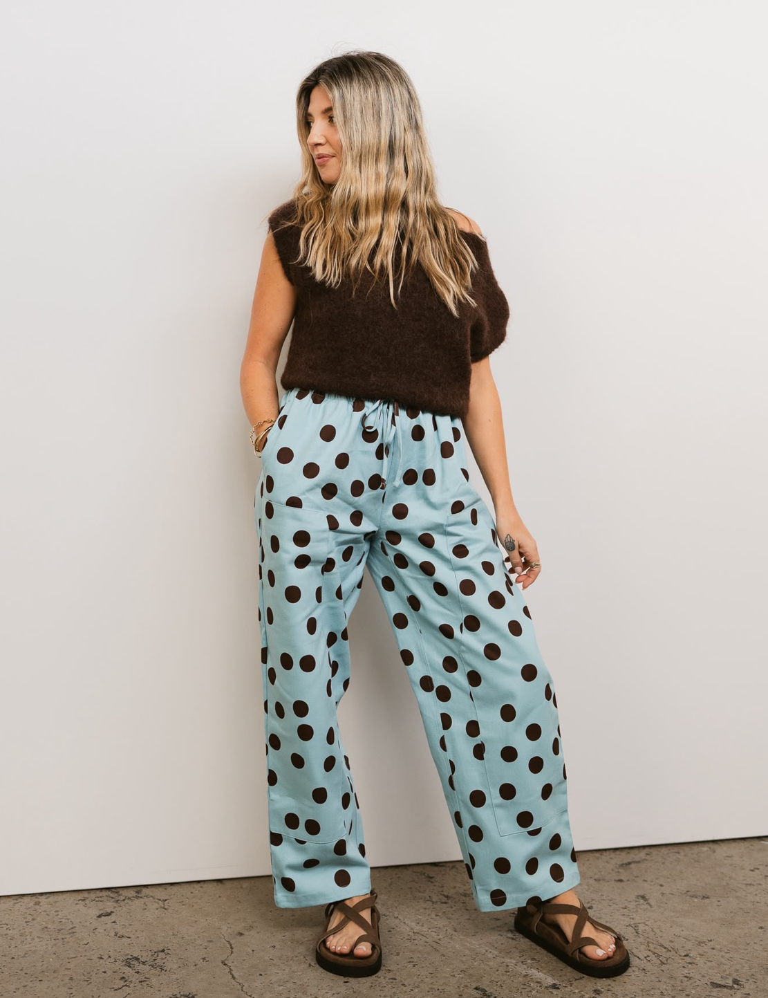 Mumza Twill Pants in Blue Polka