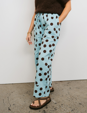 Mumza Twill Pants in Blue Polka