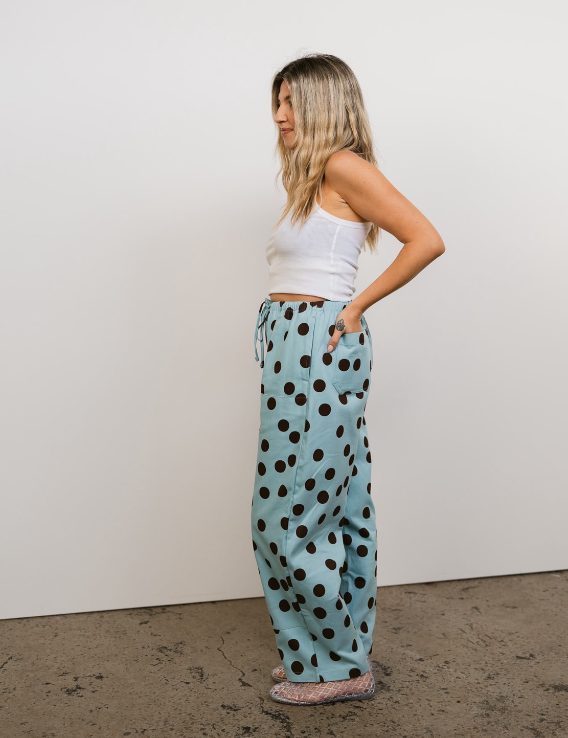 Mumza Twill Pants in Blue Polka