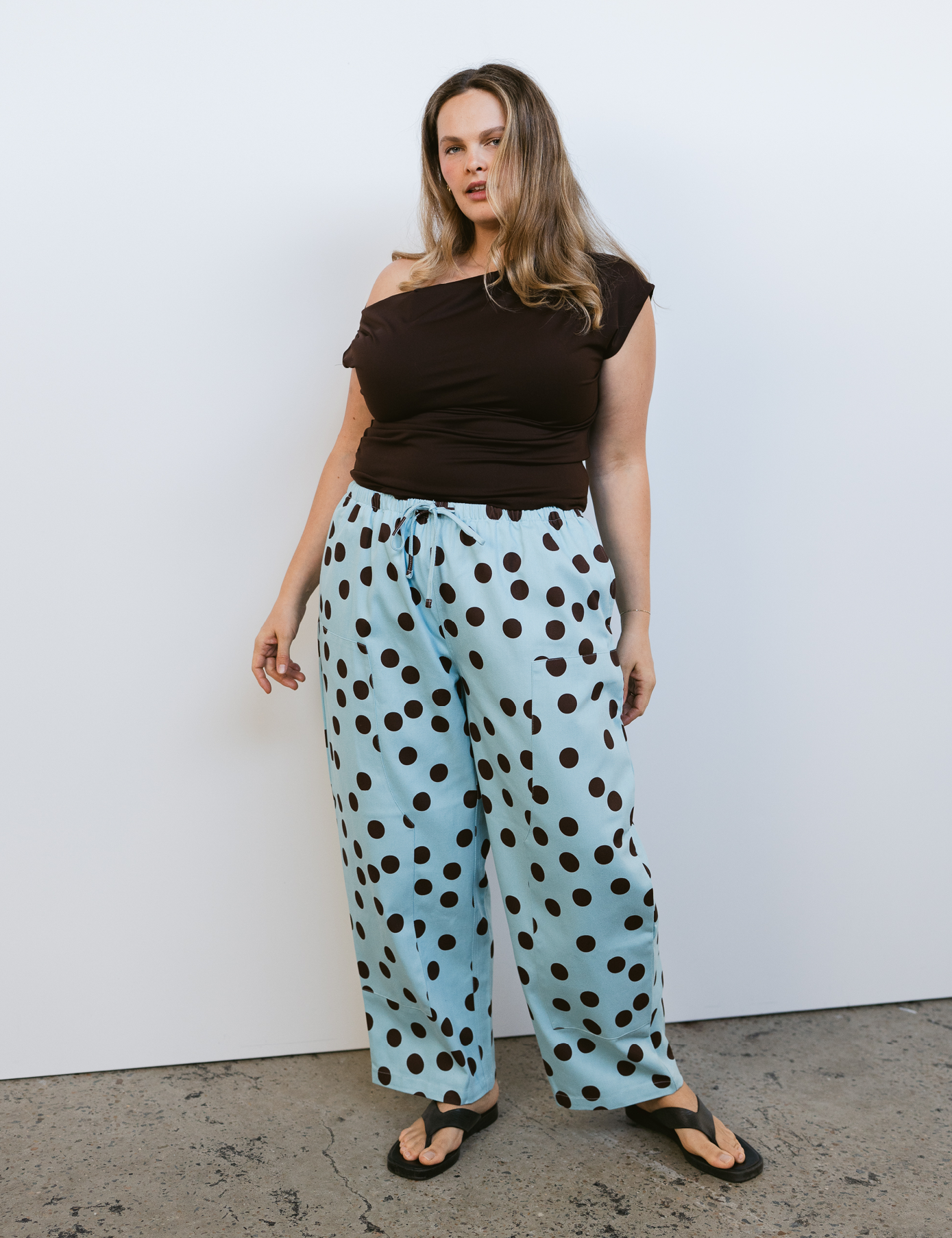 Mumza Twill Pants in Blue Polka