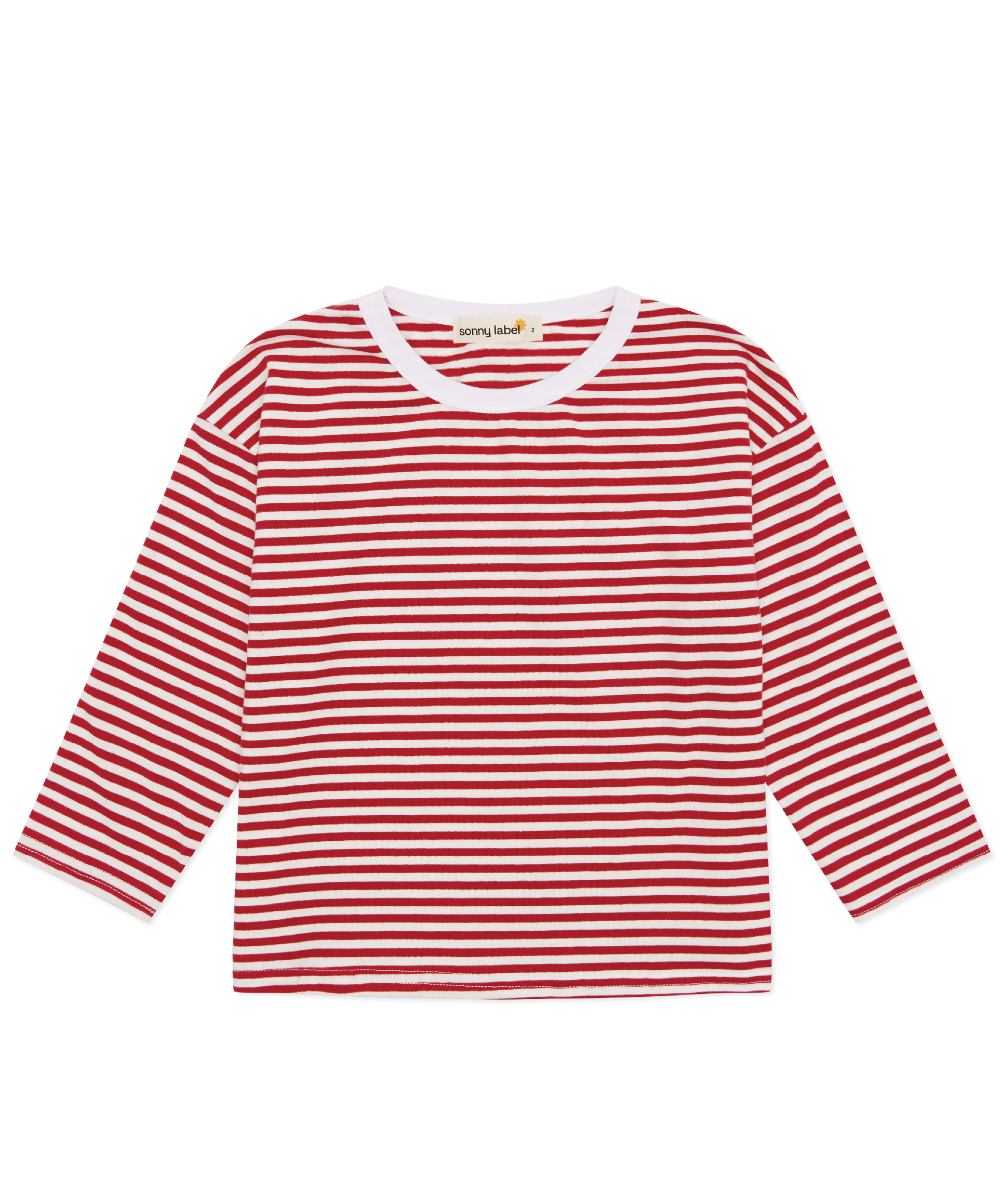 Sonny Label Safari AW25 red and white stripe long-sleeve tee flat lay on a white background.