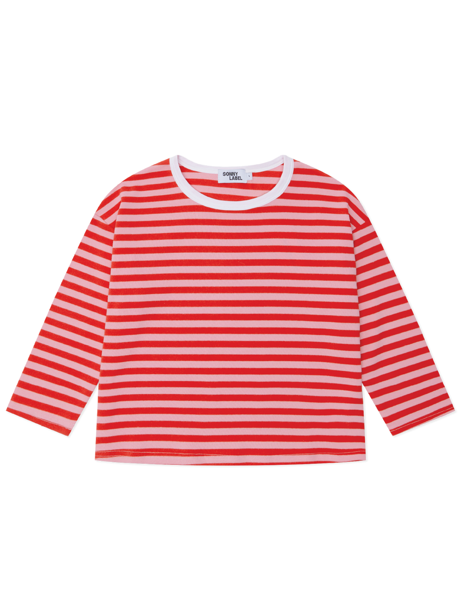 Long Tee in Raspberry Stripe